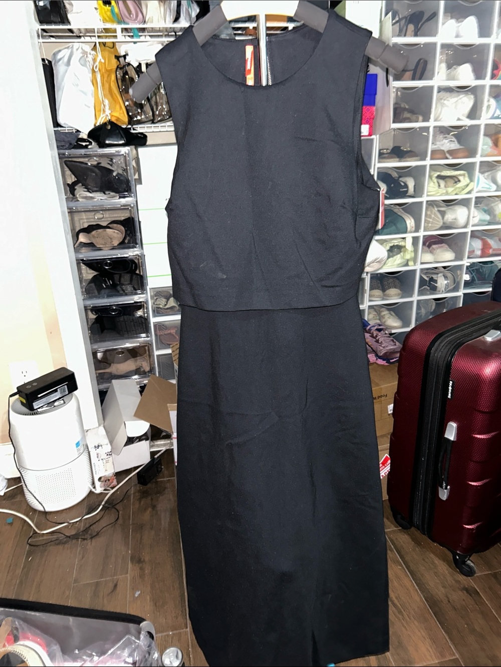 SPANX Black Sleeveless Midi Dress